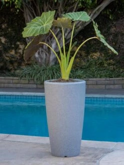 Solar Illuminated Planter Tall Granite, 32" -Garden Care Specialty Store 8600183 19645 tif