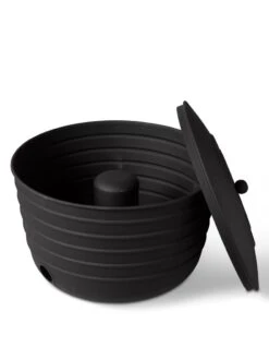 Matte Black Ribbed Hose Pot With Lid -Garden Care Specialty Store 8611991 5868 tif